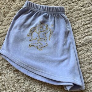 Light Purple Fleece Shorts Gold Angel Gem Back Design